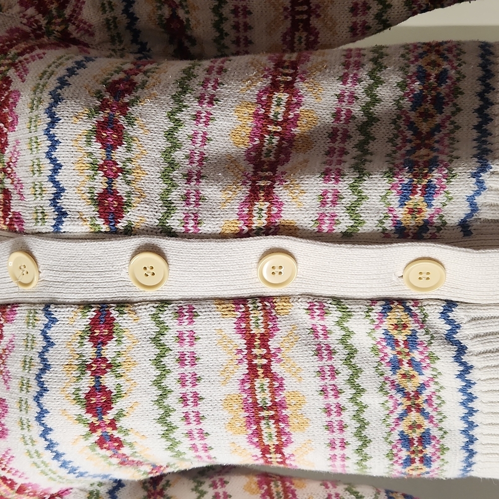 Tiara. Ivory Nordic Pattern Button-Down Multi Col… - image 3